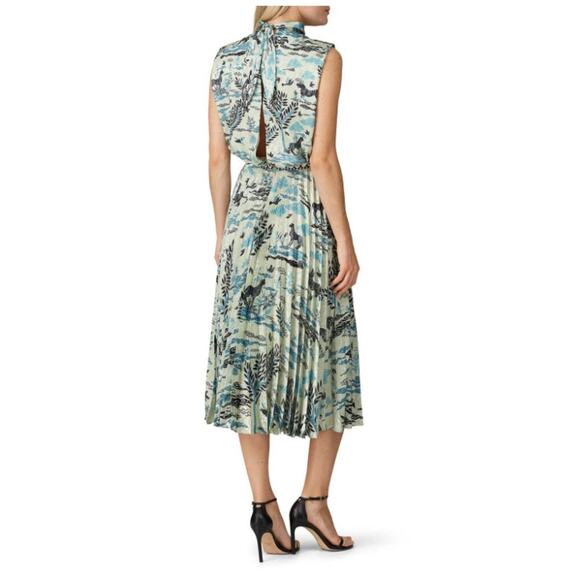 SALONI Fleur E Green Floral Printed Satin Dress Size 4 - Picture 3 of 9